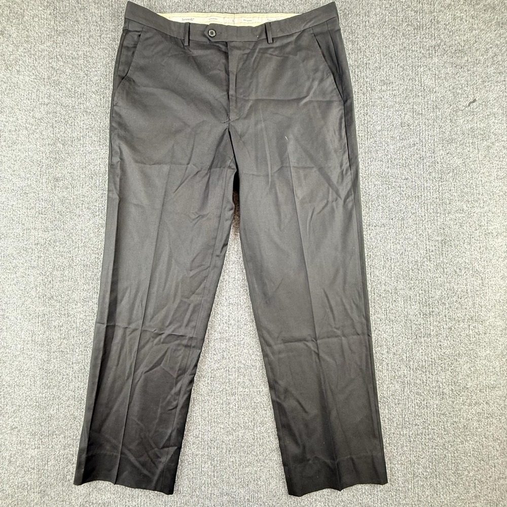 Luxury Serge Romeo Mens 38x31 Black Wool Pleated Dress Slacks Classic Fit Pants